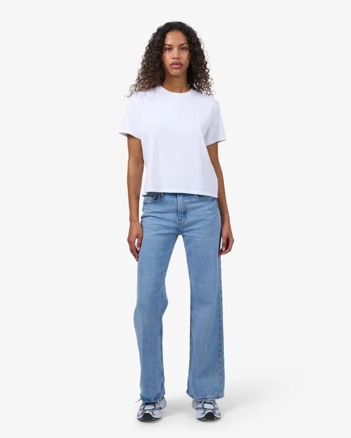 Women TShirts Colorful Standard Organic Boxy Crop Tee Heather Grey