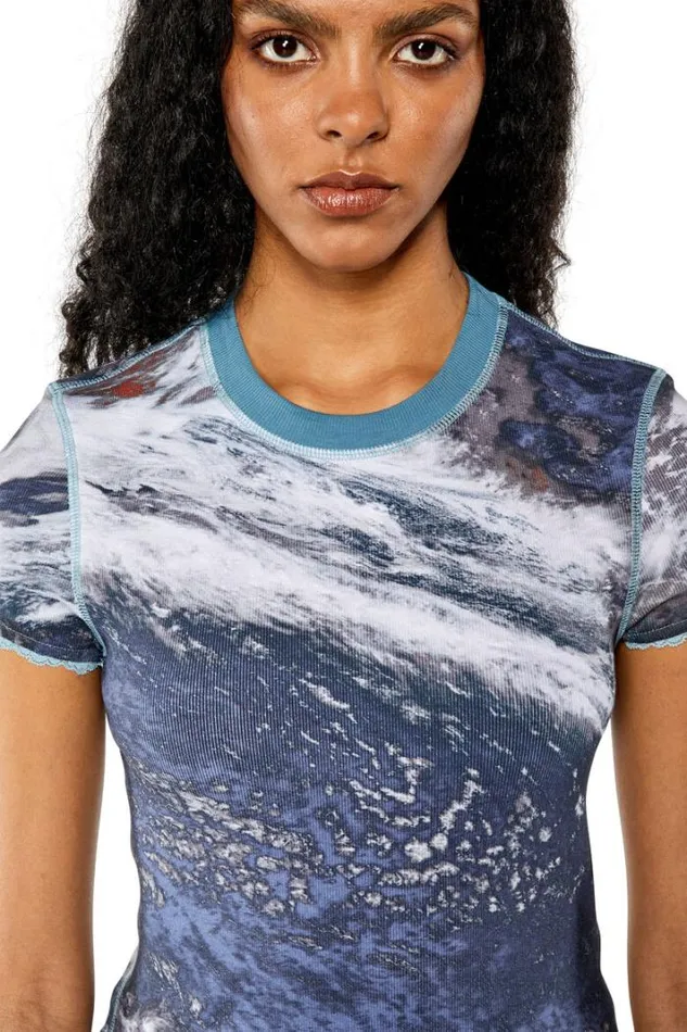 Women TSkinzyLace Blue Diesel Tshirts And Tops