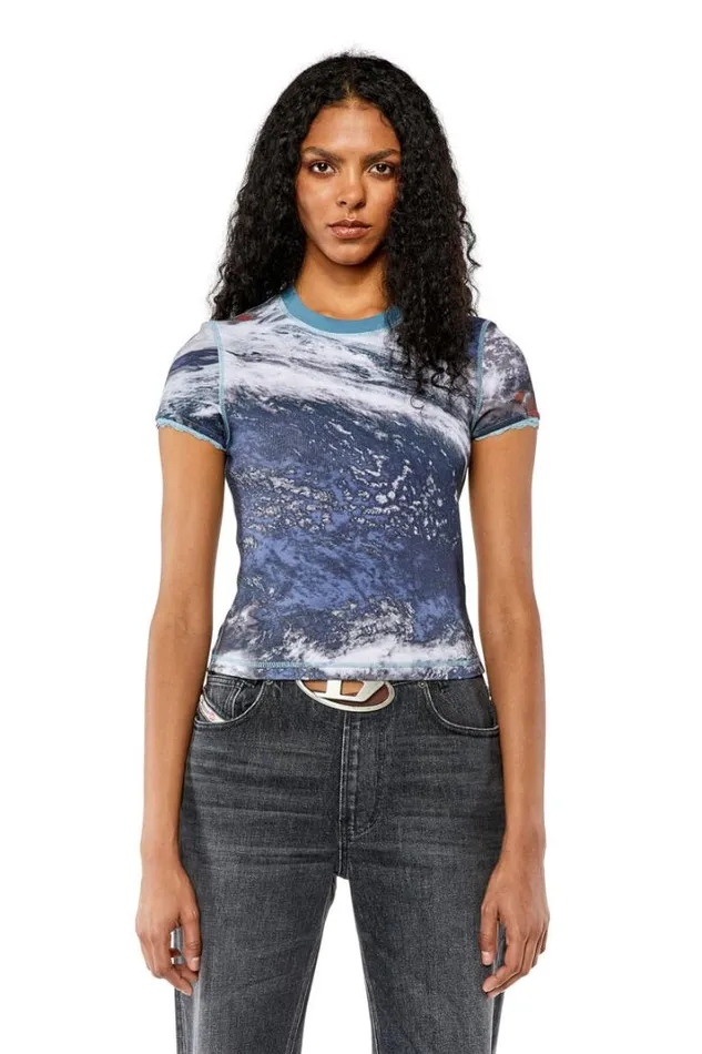 Women TSkinzyLace Blue Diesel Tshirts And Tops