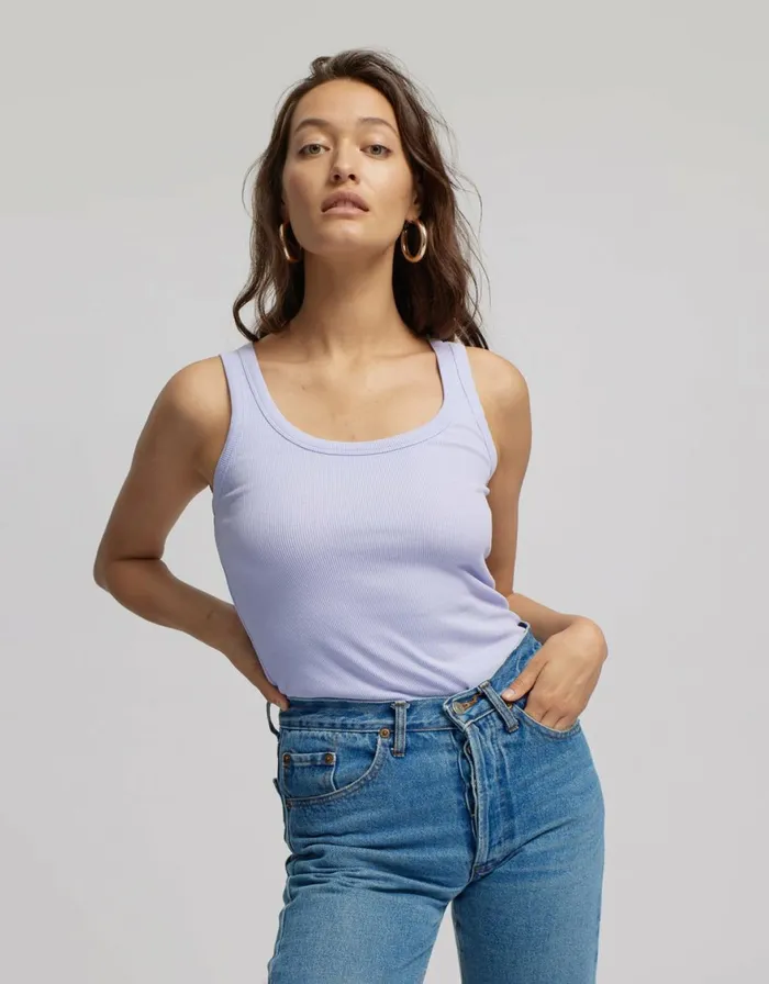 Women Tank Tops Colorful Standard Women Organic Rib Tank Top Soft Lavender