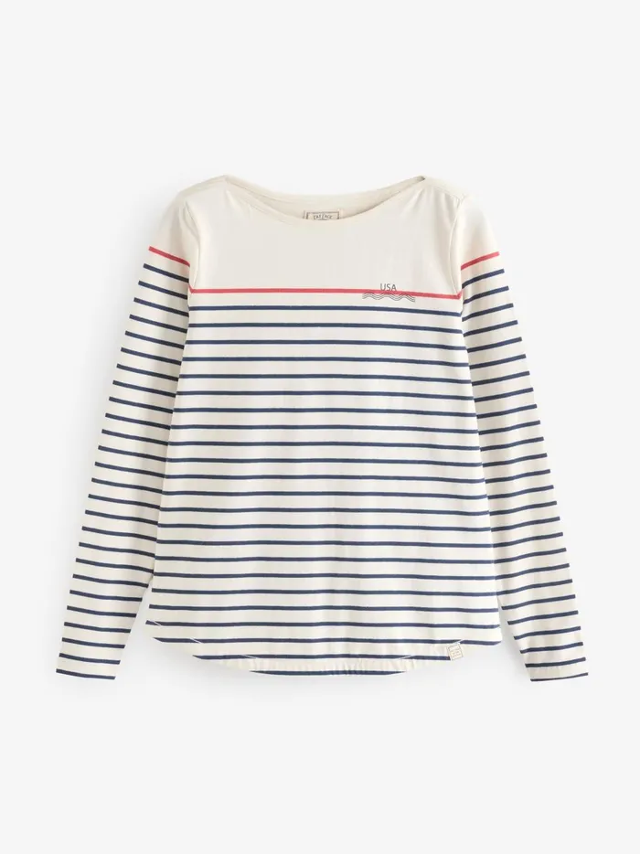 Women Tops and TShirts Fat Face Cream Ivory Usa Breton TShirt