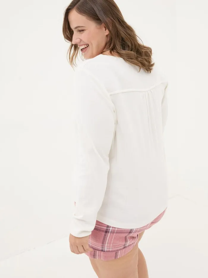 Women Tops and TShirts Fat Face Ivory Lila Henley TShirt