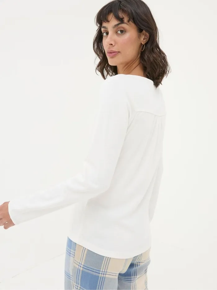Women Tops and TShirts Fat Face Ivory Lila Henley TShirt