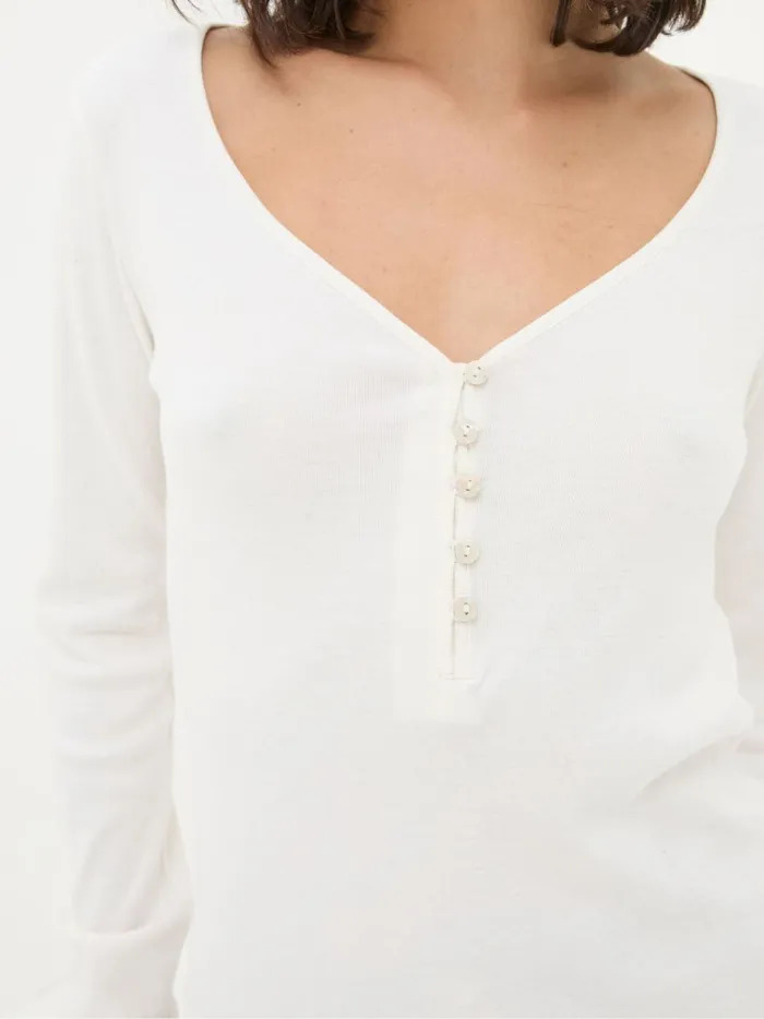 Women Tops and TShirts Fat Face Ivory Lila Henley TShirt