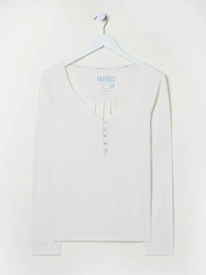 Women Tops and TShirts Fat Face Ivory Lila Henley TShirt