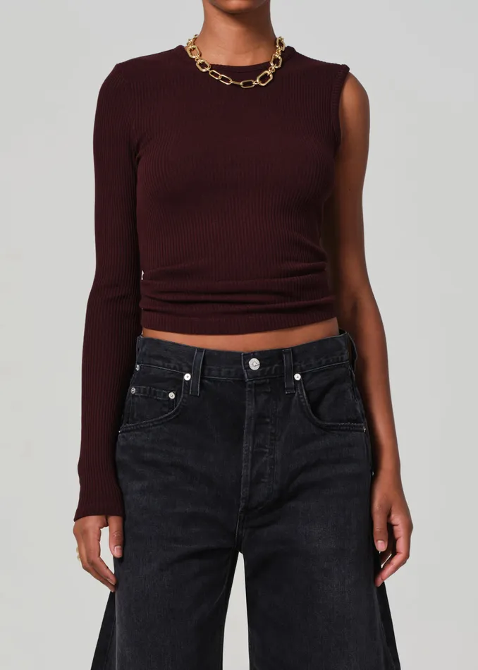 Women Tops Citizens Of Humanity Fellina One Sleeve In Burgundy