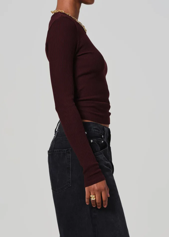 Women Tops Citizens Of Humanity Fellina One Sleeve In Burgundy