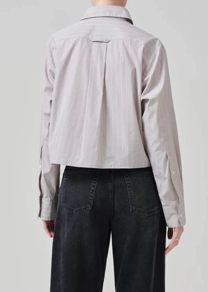 Women Tops Citizens Of Humanity Fino Cropped Shirt In Tailor Grey Stripe