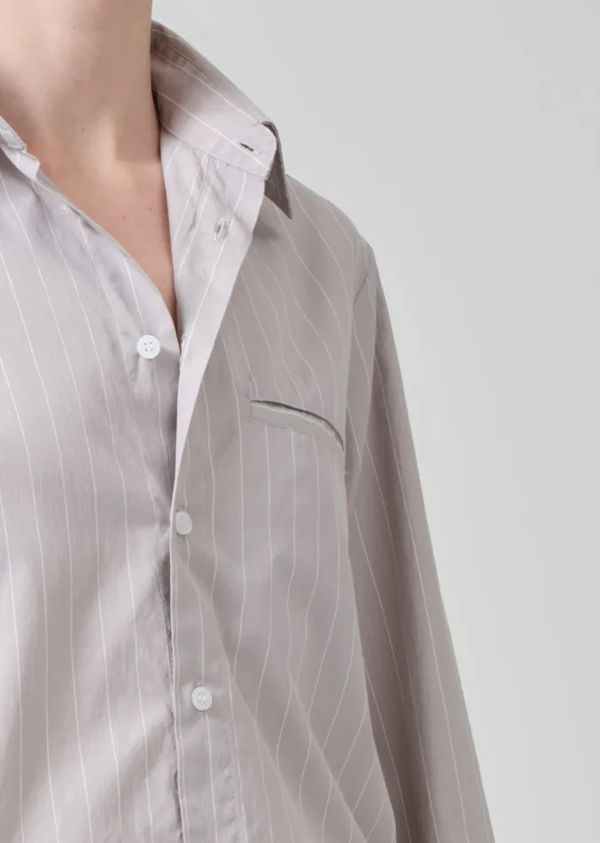 Women Tops Citizens Of Humanity Fino Cropped Shirt In Tailor Grey Stripe