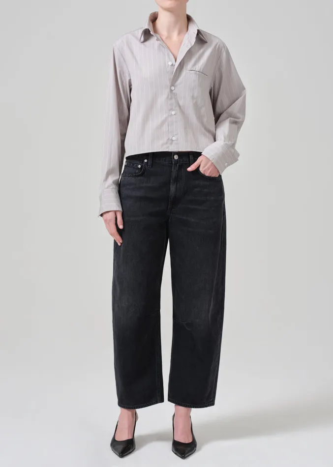 Women Tops Citizens Of Humanity Fino Cropped Shirt In Tailor Grey Stripe