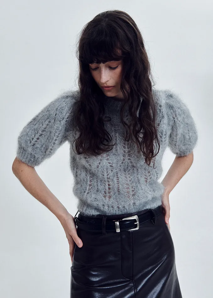 Women Tops Citizens Of Humanity Odette Puff Sleeve Sweater In Heather Grey