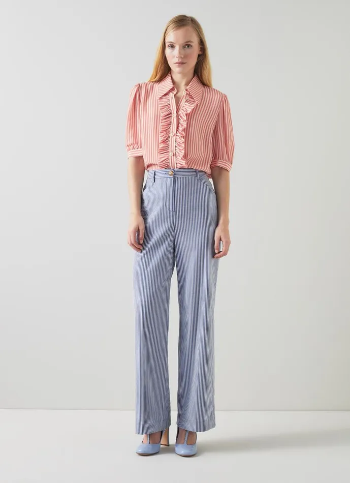 Women Tops LKBennett Ensor Pink And Cream Silk Striped Shirt Rose Cream Women Tops LKBennett Ensor Pink And Cream Silk Striped Shirt Rose Cream