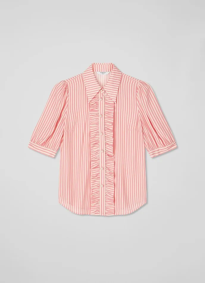 Women Tops LKBennett Ensor Pink And Cream Silk Striped Shirt Rose Cream Women Tops LKBennett Ensor Pink And Cream Silk Striped Shirt Rose Cream