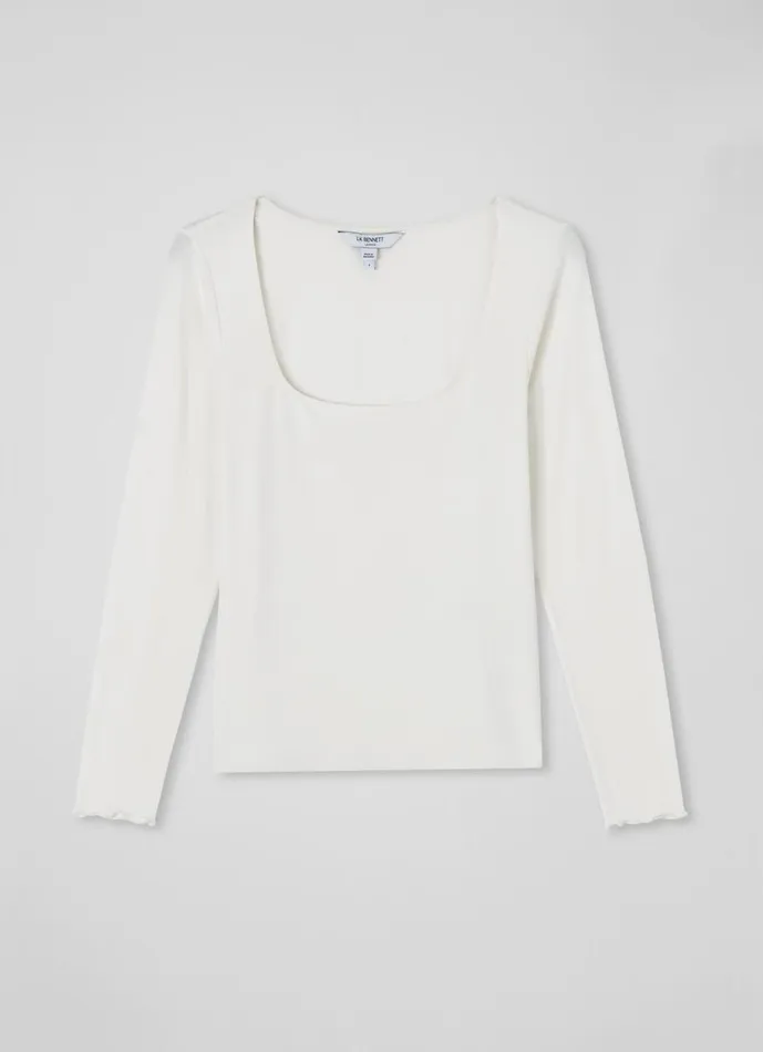 Women Tops LKBennett May Ivory Square Neck Top With LENZING ECOVERO Viscose Cream