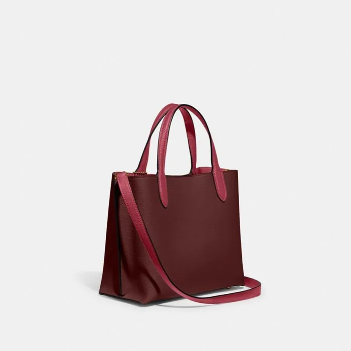 Women Totes and Carryalls Coach Willow Tote 24 In Colorblock Brasswine