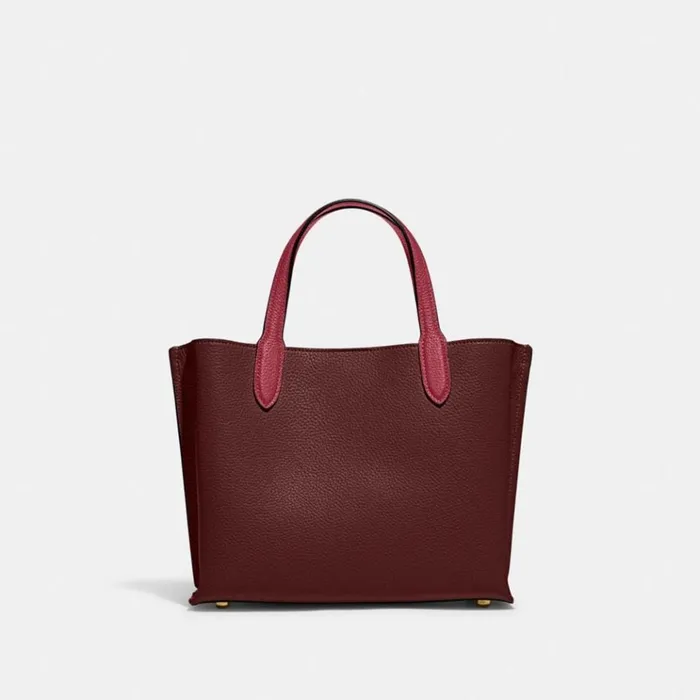Women Totes and Carryalls Coach Willow Tote 24 In Colorblock Brasswine
