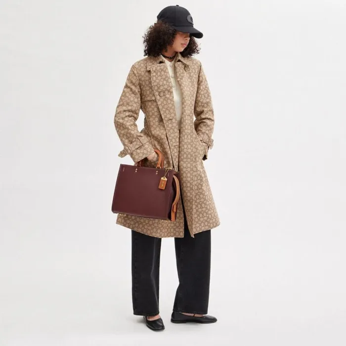 Women Totes and Carryalls Coach Willow Tote 24 In Colorblock Brasswine