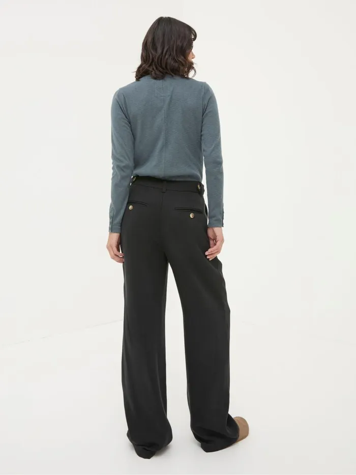 Women Trousers and Leggings Fat Face Black Ginger Wide Leg Drape Trousers