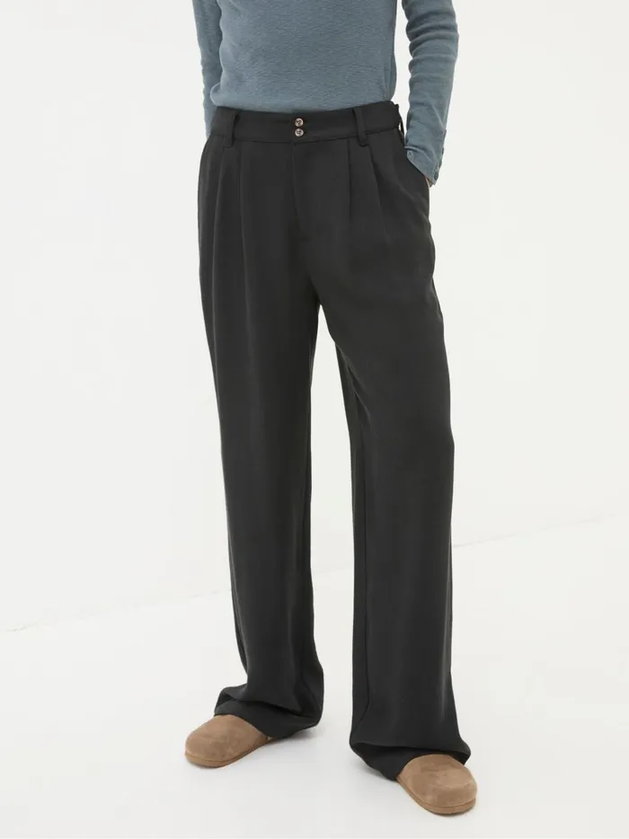 Women Trousers and Leggings Fat Face Black Ginger Wide Leg Drape Trousers