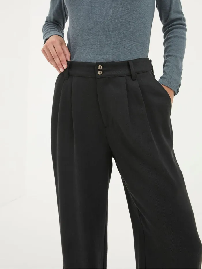 Women Trousers and Leggings Fat Face Black Ginger Wide Leg Drape Trousers