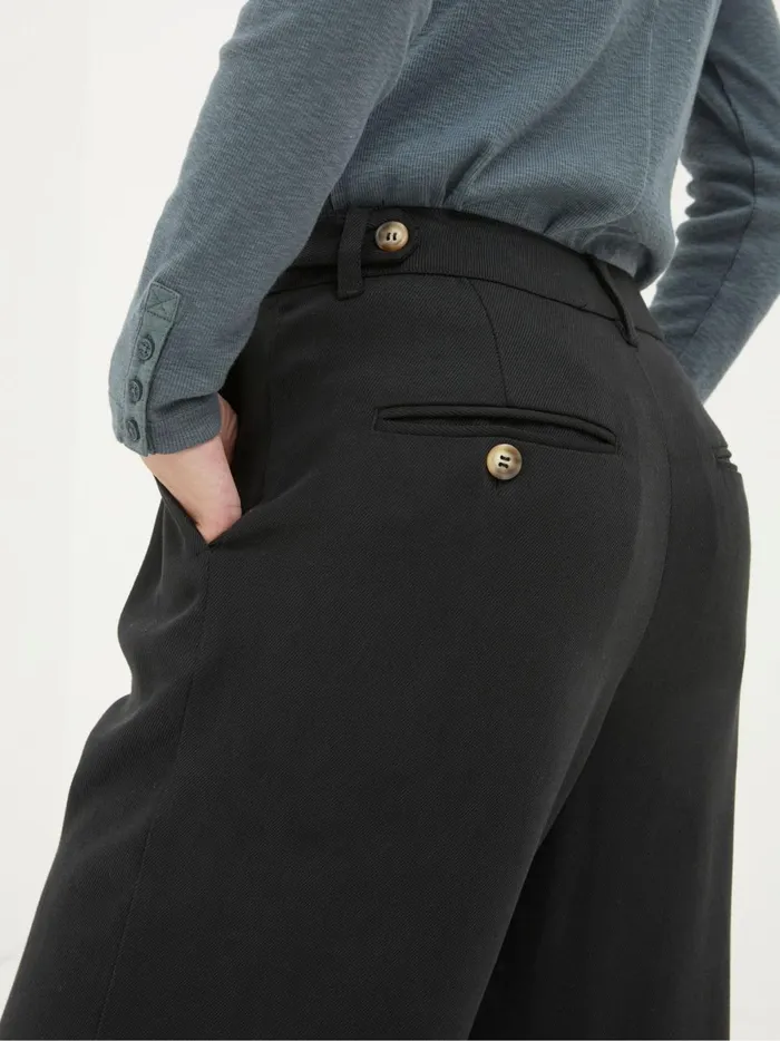 Women Trousers and Leggings Fat Face Black Ginger Wide Leg Drape Trousers