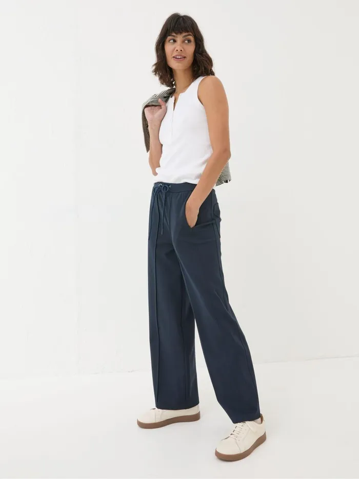 Women Trousers and Leggings Fat Face Navy Ely Wide Leg Trousers