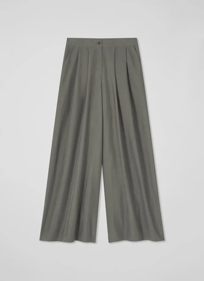 Women Trousers LKBennett Isla Khaki Wide Leg Trousers With TENCEL Modal Khaki Women Trousers LKBennett Isla Khaki Wide Leg Trousers With TENCEL Modal Khaki