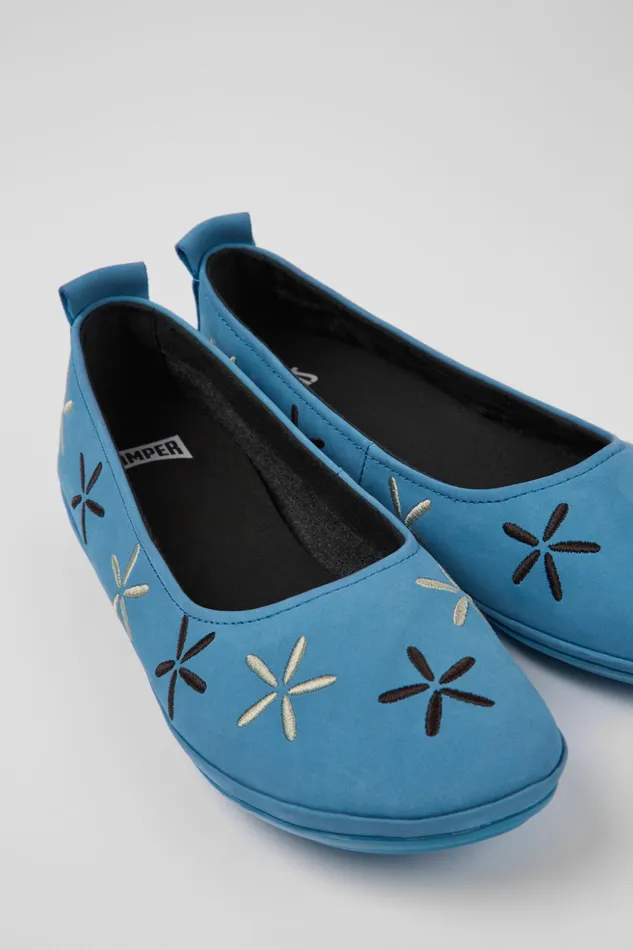 Women Twins Blue Nubuck Ballerinas Camper Ballerinas