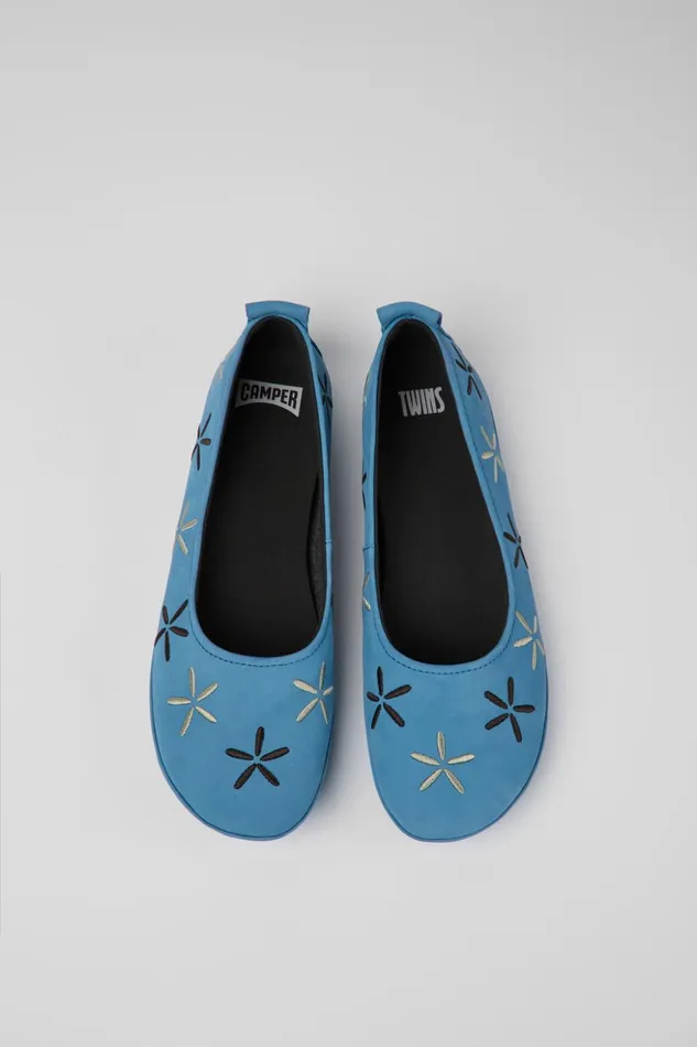 Women Twins Blue Nubuck Ballerinas Camper Ballerinas Women Twins Blue Nubuck Ballerinas Camper Ballerinas