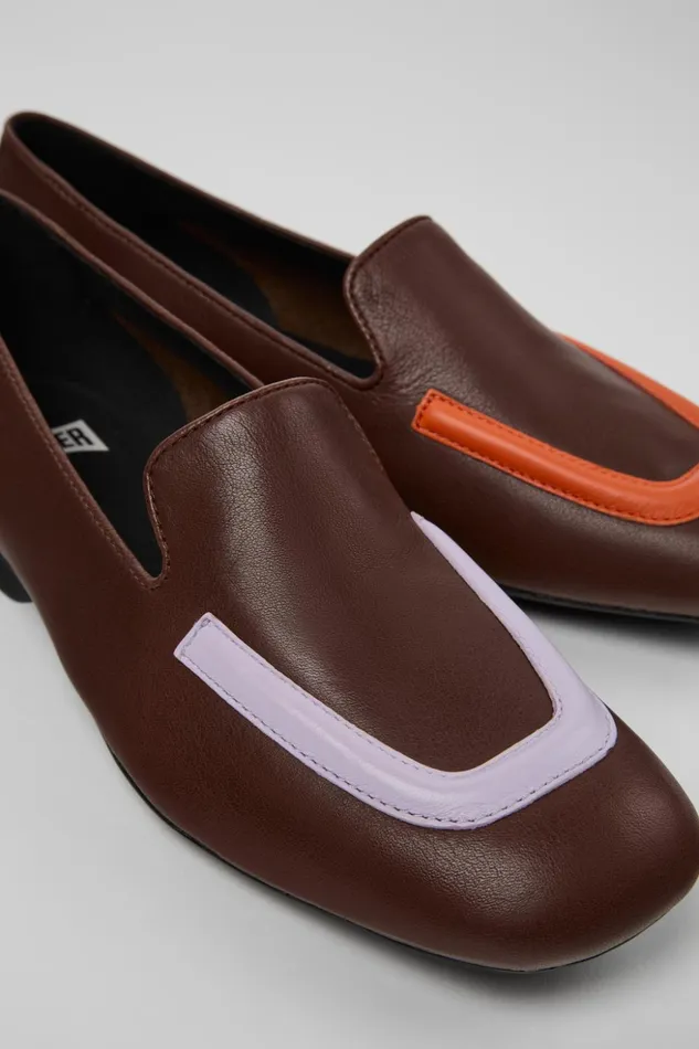 Women Twins Brown Leather Ballerinas Camper Formal Shoes
