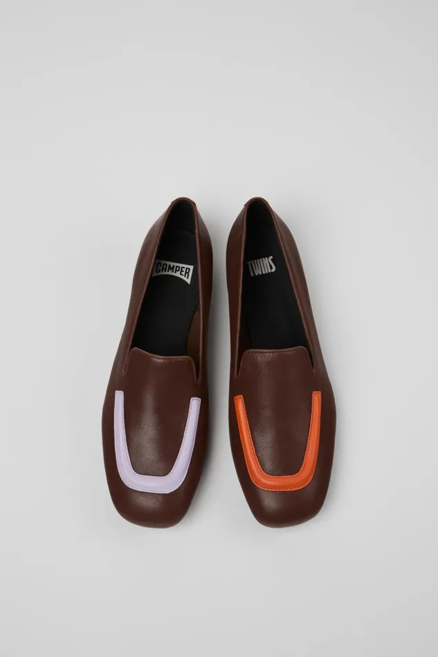 Women Twins Brown Leather Ballerinas Camper Formal Shoes Women Twins Brown Leather Ballerinas Camper Formal Shoes