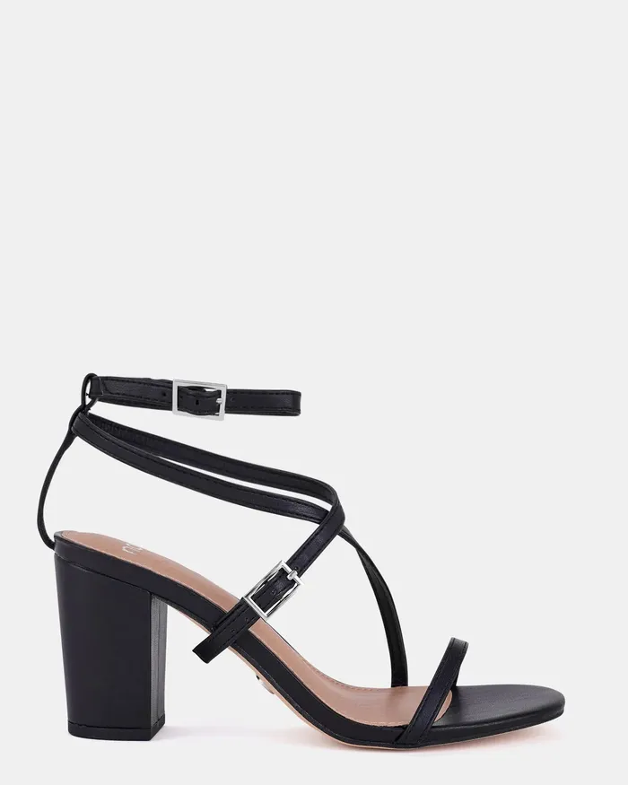 Women UDARE BLACK Block Heels NOVO Shoes