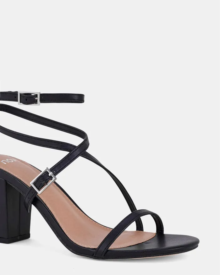 Women UDARE BLACK Block Heels NOVO Shoes