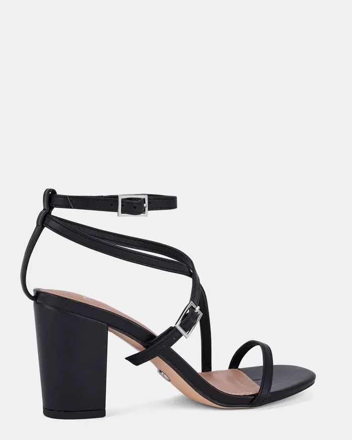 Women UDARE BLACK Block Heels NOVO Shoes