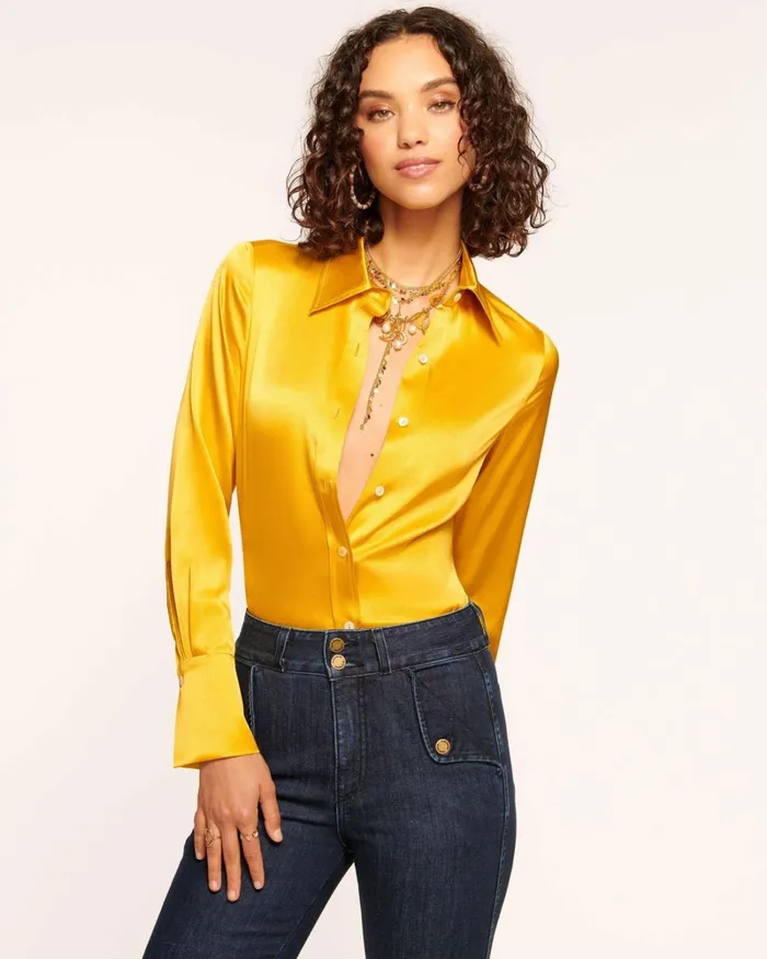 Women Victoria Button Down Blouse Sandstone Ramy Brook Tops Women Victoria Button Down Blouse Sandstone Ramy Brook Tops