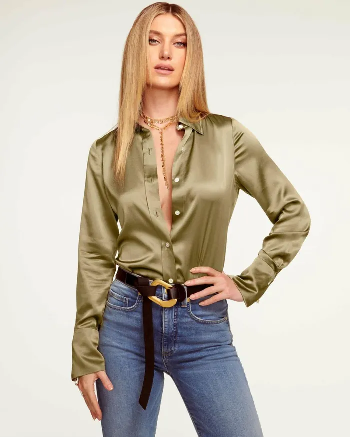 Women Victoria Button Down Blouse Sandstone Ramy Brook Tops Women Victoria Button Down Blouse Sandstone Ramy Brook Tops