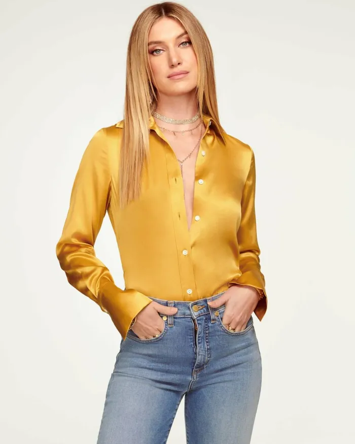 Women Victoria Button Down Blouse Sandstone Ramy Brook Tops Women Victoria Button Down Blouse Sandstone Ramy Brook Tops