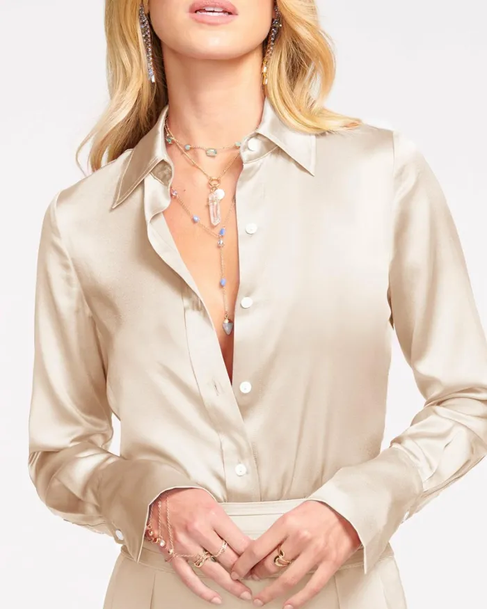 Women Victoria Button Down Blouse Sandstone Ramy Brook Tops Women Victoria Button Down Blouse Sandstone Ramy Brook Tops