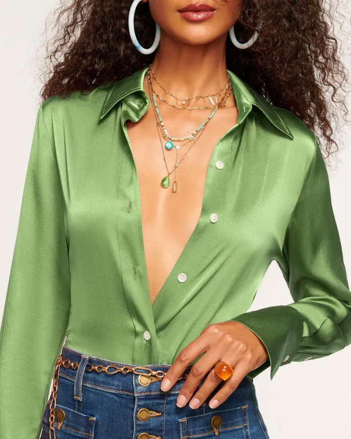 Women Victoria Button Down Blouse Sandstone Ramy Brook Tops Women Victoria Button Down Blouse Sandstone Ramy Brook Tops