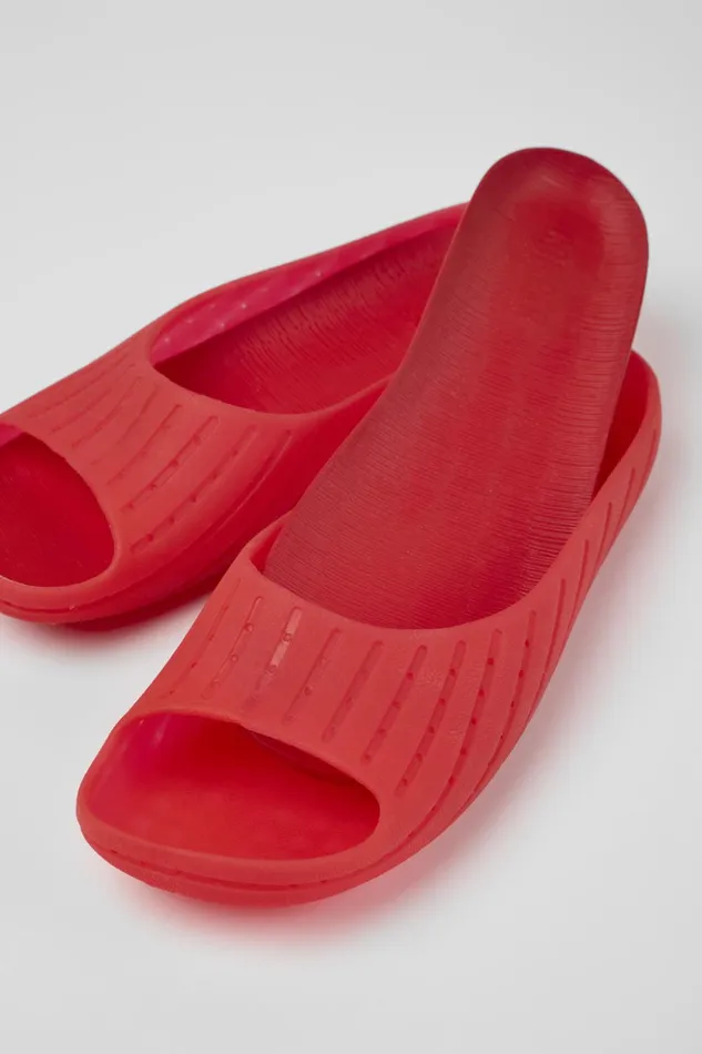 Women Wabi Red Monomaterial Sandals Camper Flat Shoes