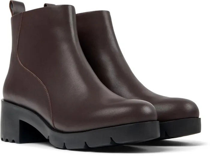 Women Wanda Brown Leather Boots Camper Ankle Boots