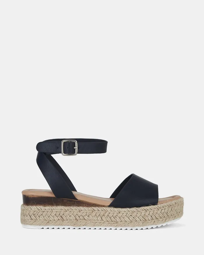 Women Wedges NOVO Shoes TESA BLACK Strappy Sandals