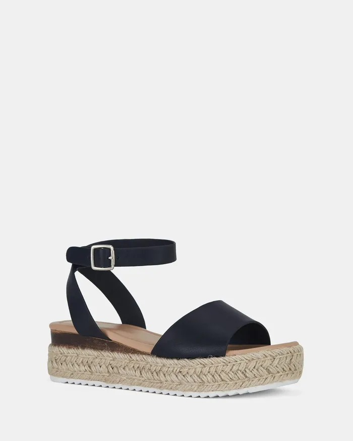 Women Wedges NOVO Shoes TESA BLACK Strappy Sandals