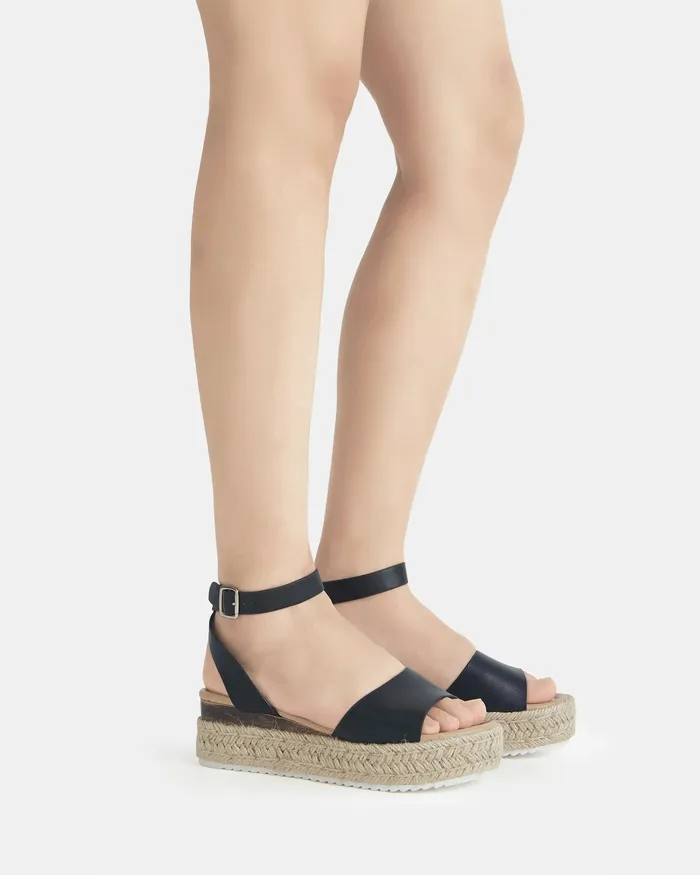 Women Wedges NOVO Shoes TESA BLACK Strappy Sandals
