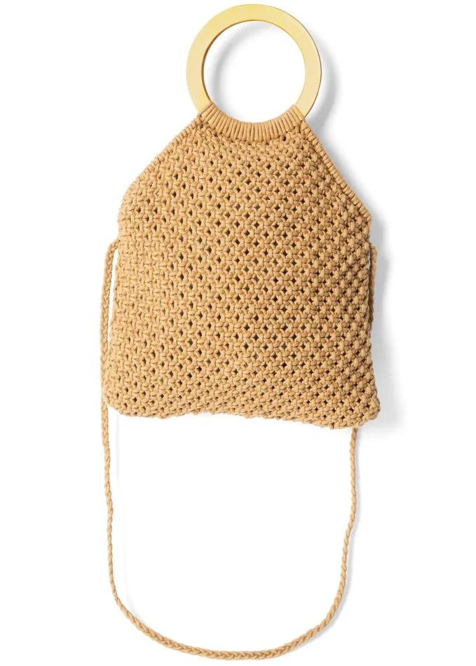 WOVEN BEADED TOTE BAG Tan Women VENUS Handbags