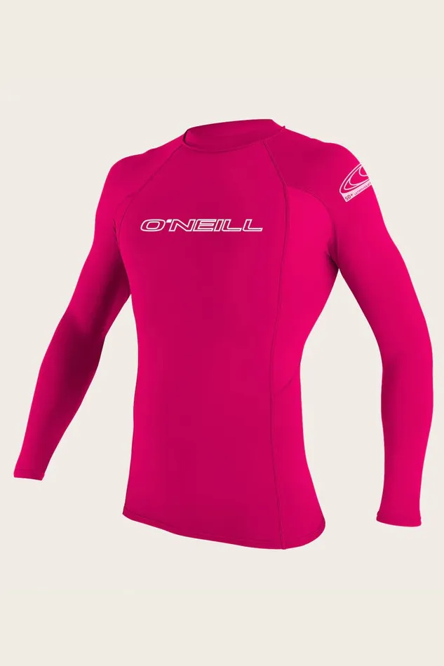 YOUTH BASIC SKINS 50 LS RASH GUARD Watermelon Kids O039NEILL Youth Wetsuits
