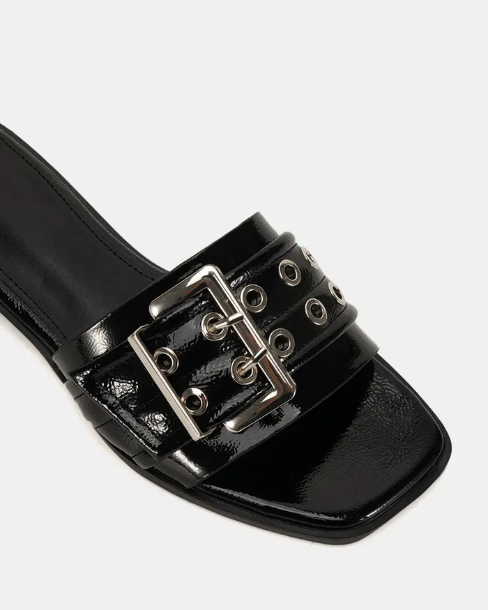 ZENDIT Black Patent Sandals Flat Sandals NOVO Shoes Women