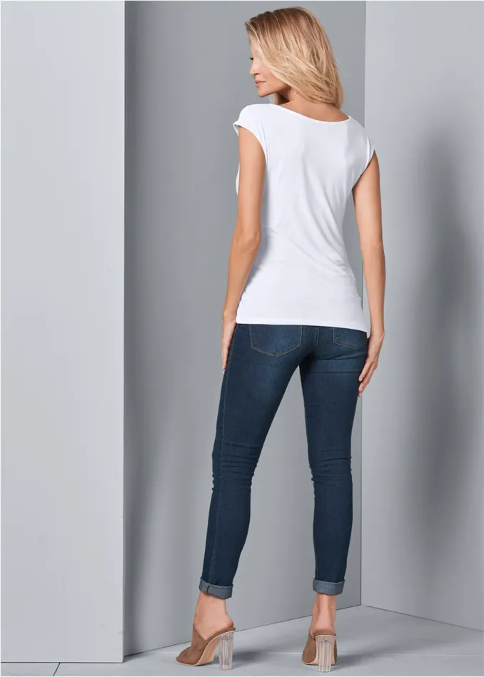 ZIP DETAIL TOP White Women VENUS Casual Tops