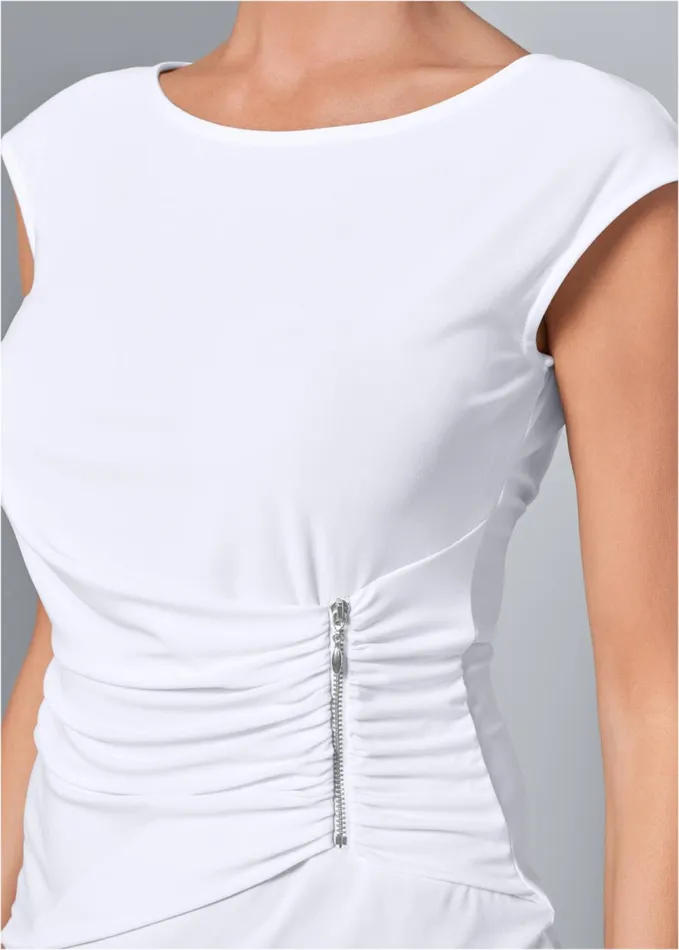 ZIP DETAIL TOP White Women VENUS Casual Tops