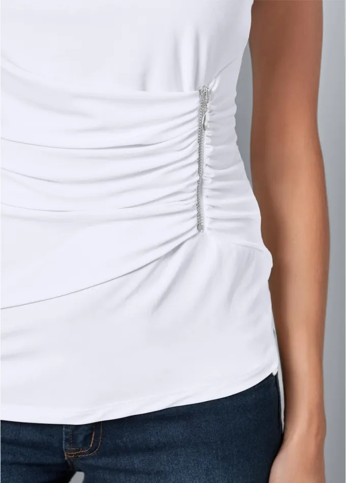ZIP DETAIL TOP White Women VENUS Casual Tops